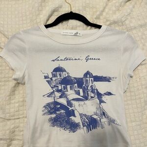 Altar'd State White and Blue Santorini Crop Top